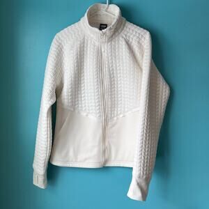 AVIA Full Zip Quilted Mixed Media Jacket w/ Thumbholes Size Large Women's Ivory